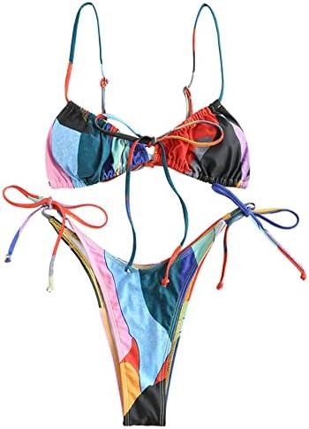 ZAFUL Womens High Cut Thong Bikini Set Swimsuits Cami String Sexy Bathing Suit XL