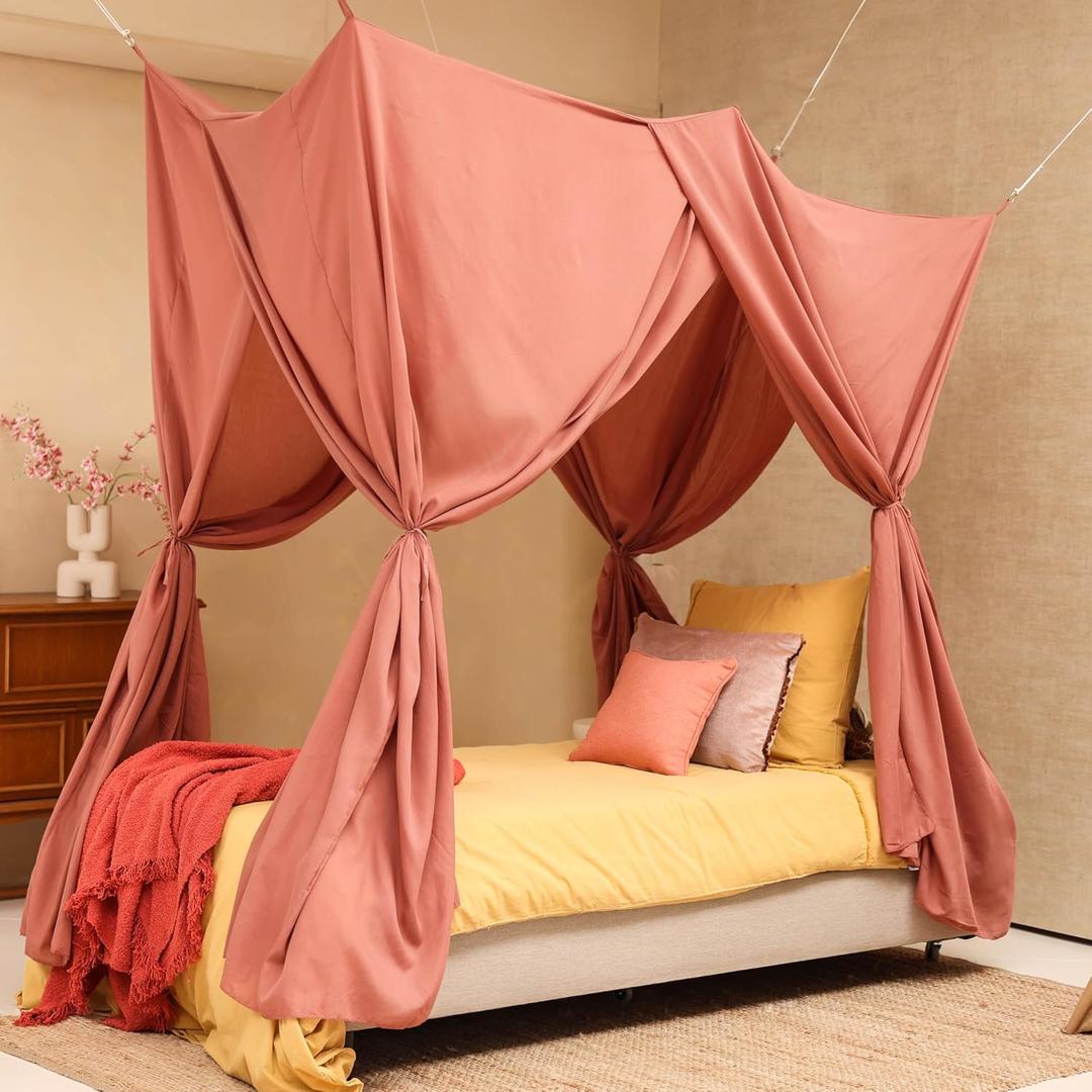 Pink Bed Canopy for Single Bed | Bedroom Decoration for Children, Teens or Adults | Rectangular Shape Insect Netting | Kids Mosquito Net in Multiple Colors and Sizes