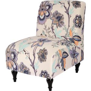 Armless Accent Slipper Chair Cover Slipcover,Stretch Spandex Small Checks, Non-Slip Sofa Couch Cover Furniture Protector (Beige Flower, 1)