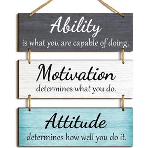 Jetec Office Wall Decor Sign Inspirational Motivational Plaques with Sayings Rustic Wooden Hangings Ability Sign for Coworker Holiday Gift Office Home Artwork Decoration(Fresh Color)