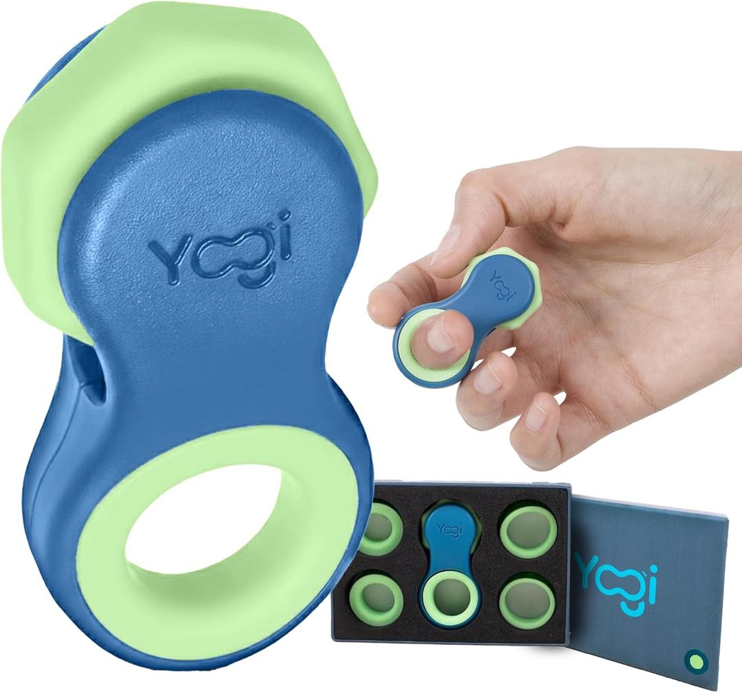 Yogi Fidget Toy for Adults & Kids  Sensory Stress Relief Spinner with 5 Silicone Finger Rings  Quiet Desk Fidget for Focus at Work, School & Travel (Ocean (Blue-green)