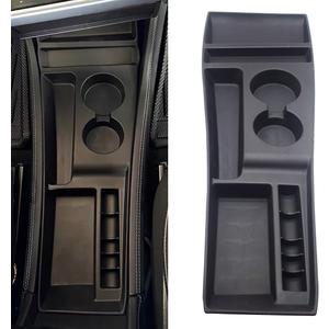 for 2012-2015 Tesla Model S Center Console Organizer Tray, Silicone Cup Holder Compartments Storage Bins fits Model S Accessories