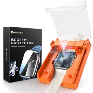 MAGIC JOHN 2 Pack for Apple Watch Series 9/8/7 41MM Screen Protector, [Automatic Align Tech] Self-Healing Flexible EPU Film for iWatch Series 9/8/7, HD Transparent, Anti Scratch, Bubble Free