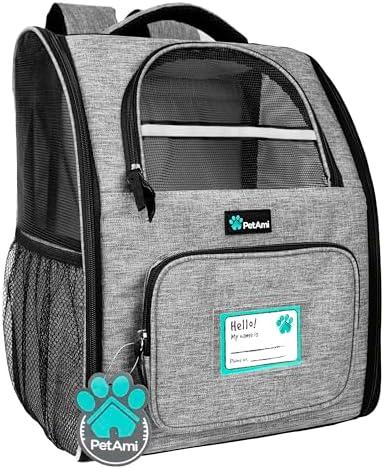 PetAmi Dog Backpack Carrier for Small Large Cat, Pet, Puppy, Ventilated Pet Hiking Backpack Travel Bag, Airline Approved Cat Backpack Carrier, Camping Biking Dog Bag Up to 18lbs Pet, Grey