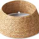 24in Hyacinth Christmas Tree Collar - Woven Rattan Basket for Christmas Tree Base Cover, Holiday Decoration for 4ft 6ft 7.5ft Artificial Trees with Cord Cut-Out(Natural)