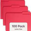 Smead File Folder, 1/3-Cut Tab, Assorted Positions, Letter Size, Red, Value Filing Products, 100 per Box