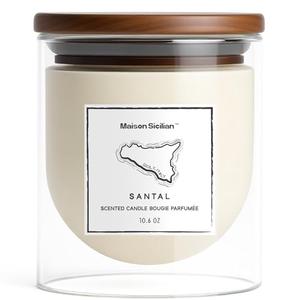 Santal Candle by Maison Sicilian | Inspired by Santal 26 – Premium Woody Sandalwood Scent | 65 Hour Burn, Hand-Poured Soy Wax | Cozy Warm Ambiance, Gift for Men & Women