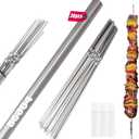 30-PACK 304 Stainless Steel with HolderTitan Skewers for Grilling  Flat BBQ Skewers with Storage Tube | Food-Grade, Rust-Proof & Dishwasher Safe | 13.2" Kebab Sticks for Meat, Veggies & Shrimp