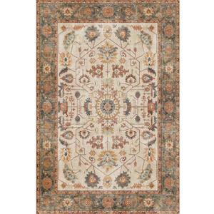 Kokia 9x12 Area Rugs Living Room Washable Non Slip Low Pile Vintage Floral Stain Resistant Soft Large Rugs for Bedroom, Dining Room, Kitchen, Indoor Leisure Rooms, Nova Tangerine Sand Moss Chesnut