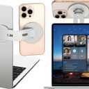 Magnetic Phone Holder for Laptop, 360° Adjustable MacBook Monitor Side Mount for iPhone 17 Pro Max/16/15/14/13/12 MagSafe for Tesla, Portable Foldable Cell Phone Holder Accessory, Silver