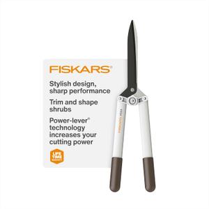 Fiskars Hedge Shears with PowerLever, Lightweight Garden Trimmers, White