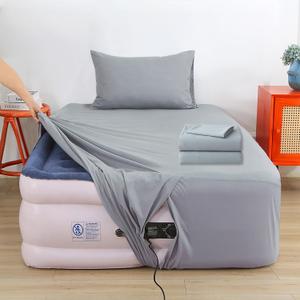 Air Mattress Sheet Set Twin Size,3 Piece Deep Pocket Bed Sheet Set for 16-24 Inch Air Bed, Easy Inflate Access, Perfect for Guest Room, RV, Camping, Gray