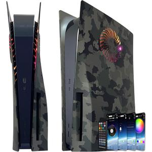 Faceplate for PS5 with RGB Light Strip and Dust Filter for Cooling Vents DOBEWINGDELOU 400+ Effects LED Light Ring Console Cover for PS5 Disc Edition DIY Decoration Kit Accessories Camouflage