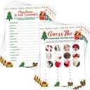 Christmas Picture Quiz Game and Holiday Word Scramble, Party Favors Supplies, Christmas Games Card for Home, Office, Xmas Festival Activity, 30 Dual Sided Game Cards and 1 Answer Card,1
