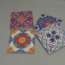 Thirstystone Spanish Villa Tumbled Tile Stone Coasters with Protective Cork Backing 4-Pack Manufactured in the USA Artistic Absorbent Easily Wipes Clean