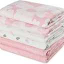 GLLQUEN BABY Receiving Blanket Boy Cotton Muslin Swaddle Blankets Girl Newborn Squares Breathable & Soft Thin Baby Blankets Cloths Double Absorbent Infant Swaddling Wrap - 6 Pack (Rosebud)