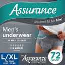 Assurance Men's Incontinence Underwear Large (L/XL), Maximum Absorbency, 72 Count with IncrediShop Gift Bookmark