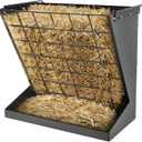 Wall Mount Hay Rack, Heavy-Duty Galvanized Metal 2 in 1 Hay and Grain Feeder, Livestock Feeder with Adjustable Distance, Hay Feeder for Goats, Sheep, Horse (Black)