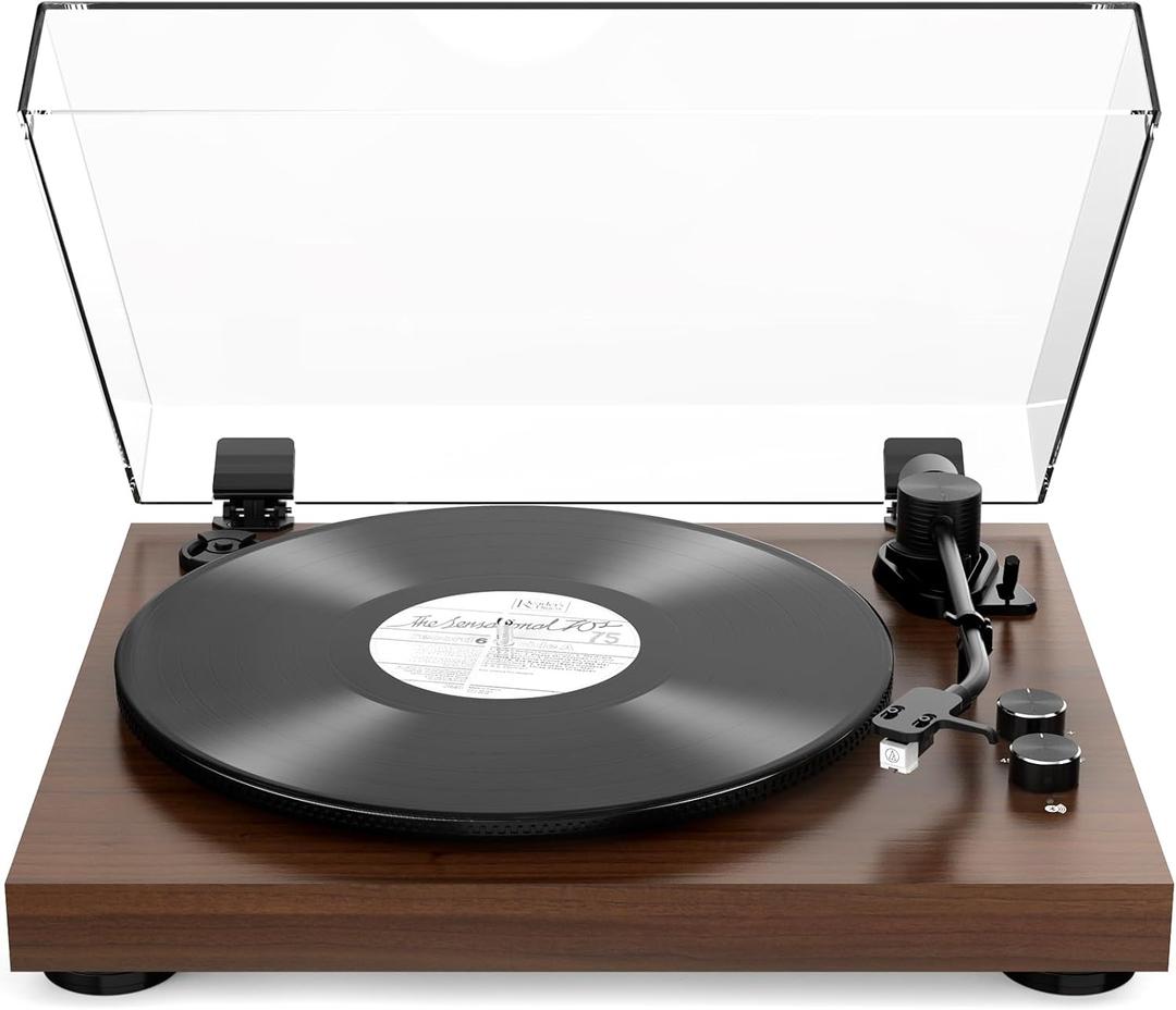 Record Player Belt-Drive Turntable with Bluetooth Output Connectivity Support 2 Speeds (33&45RPM) RCA Output Line Vinyl Record Player with Magnetic Cartridge Built-in Phono Pre-amp