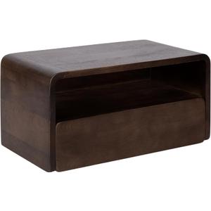 Kate and Laurel Kato Modern Mango Wood Floating Side Table with Drawer, 18 x 10 x 9, Dark Brown, Contemporary Wooden Floating Nightstand for Bedroom Bedside Table or Living Room Wall Storage