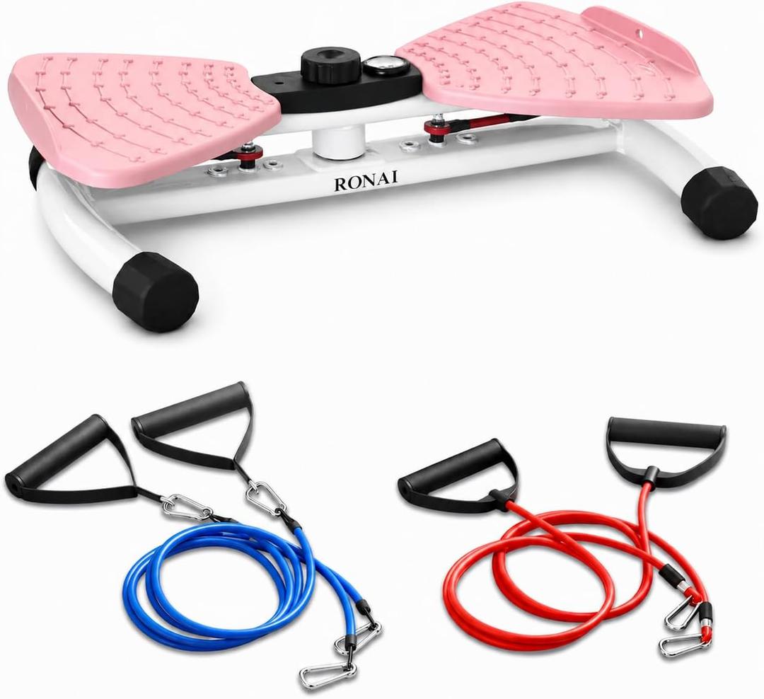 Ronai Waist Twister Machine with Resistance Bands Adjustable Ab Twister Board for Home Fitness, Dual Pedals, Quiet Rotation, Tracks Time/Reps/Calories, 300 Lbs Capacity