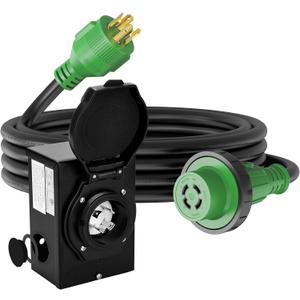 RVGUARD Emergency Power Combo Kit, 25 Foot 30 Amp Generator Cord and Power Inlet Box, NEMA L14-30P to L14-30R Generator Cord with NEMA L14-30P Pre-Drilled Generator Inlet Box, ETL Listed