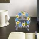 Farewell Gifts for Coworkers Resin Floral Keepsake Plate Decor with Pressed Real Flowers (Blue & White) Retirement & Goodbye Gifts for Coworkers Women