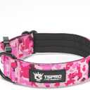 TSPRO Premium Dog Collars Tactical Dog Collar with Patch and Heavy Duty Quick-Release Metal Buckle Durable Thick and Adjustable for Medium to Large Dogs (Camo Pink L) (Patch Version-Size L (Adjustable 18.5"-25"))