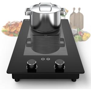 VBGK Double Induction Cooktop,12 Inch 3000W Induction Stove Top 110V 2 Burner Hot Plate with Rotary &Touch Control,9 Levels Settings, Child Safety Lock & Timer