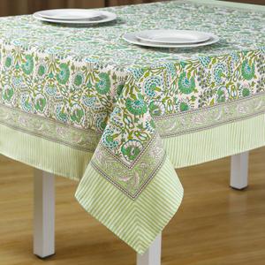 60'' x 60'' Hand Block Print Mahjong Table Cloth Square Cotton Floral Tablecloth Washable Print Rectangle Table Cover with Dust Proof for Kitchen Dining Party(60'' X 60'',Green Pattern, Green)