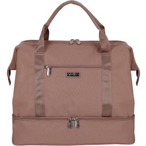 Jessica Simpson Countryside Weekender Duffel 100% Polyester Drop Bottom Bag, Mocha Mousse, Tote