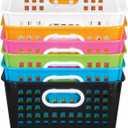 Really Good Stuff Large Plastic Storage Baskets with Handles - 6 Pack