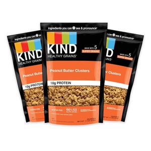 KIND Healthy Grains Granola, Peanut Butter Clusters, Healthy Snacks, Gluten Free, 100% Whole Grains, 10g Protein, 11oz, 3 Count, BBD 21/02/2025,  20/02/2025, 20/02/2025