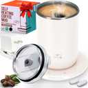 OZTANCE Self Stirring Coffee Mug 10 Oz No Batteries Smart Dual Function 3 Temperature Levels Control to Stir & Heat Beverages  Powerful 12V Charger Airtight Lid bElectric Cup in a Gift Box (White)