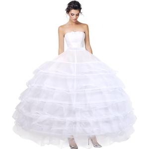 Women Crinoline Petticoat 6 Hoop Skirt A line Slip Floor Length Underskirt for Wedding Dress Ball Gown (Medium-X-Large, White)