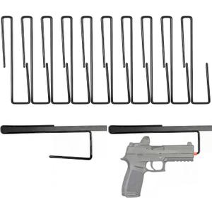 Gun Storage Handgun Hangers Vinyl Coated Steel Pistol Rack Fit 22 Caliber and UP Shelf Mount for 5/8"-1" Thick Shelves Space Saving Safe Storage