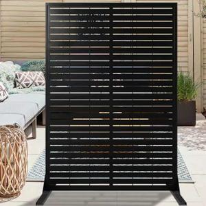 Metal Privacy Screen with Stand 72" x 44",Privacy Panels Outdoor,Decorative Fence Screen for Patio Screen Freestanding,Outdoor Privacy Panels for Deck, Porch and Balcony
