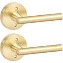 Goldenwarm 4 Pieces Gold Dummy Door Handle, Non-Turning Brushed Gold Door Handles for Bifold Closet Doors, Single Side Lever Heavy Duty Round Modern Door Handle