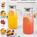 Glass Pitcher with Lid, 2 Liter 68oz Water Pitcher with Handle for Fridge, Large Drink Jug for Iced Tea, Coffee, Juice, Borosilicate Glass Carafe for Hot/Cold Brew Beverage, Heat Resistant