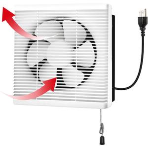 8 Inch Window Shutter Exhaust Fan both Intake & Exhaust,9.5 x 9.5 Inch Cutout,280CFM 35W Wall-Mounted Ventilation Fan for Bathroom Home Bedroom Attic