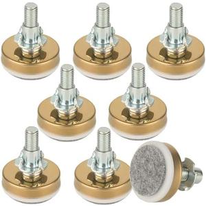Furniture Leveling Feet , Leg Leveler1.69" Dia Base, Adjustable Leveling feetM10 Thread, 1102 Lb Capacity, for Table Legs Furniture Feet Cabinets Sofa Tables Chairs Raiser(D43xM10x30, 8 Pack, Gold)