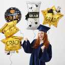 2 x 7PCS Graduation Balloons Class of 2026 - Gold Grad Cap Foil Balloon Congrats Grad Balloons for Class of 2026 Decorations - College High School 2026 Graduation Decorations
