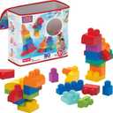 MEGA BLOKS First Builders Toddler Blocks Toys Set, Big Building Bag with 80 Pieces and Storage, Blue, Ages 1+ Years