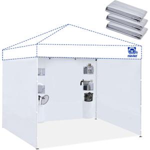 Instant Canopy Tent SideWalls with 6 Pockets for 10x10 FT Pop Up Canopy, 210D Polyester Waterproof(3PCS Sidewall Only, Canopy Tent NOT Included) (White)