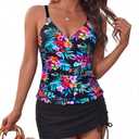 Daci Women Tankini Swimsuits with Skirt - Two Piece Tummy Control Skirted 2PC Bathing Suits Swimwear, Size: Large