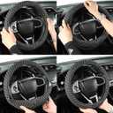 Auto Newer Breathable Steering Wheel Cover Suitable For Four SeasonsAnti-Slip DesignOdorlessEasy Carry Unviersal Fit for Truck SUV Sedans Vans,Interior Accessories Standard Size[14" 1/2-15"]Black