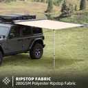 SAMOUT Vehicle Awning, 8.2ft x 8.2ft, Rooftop Pullout Ripstop UPF50+ Side Awning, Reinforced Hinges & Poles for Jeep/SUV/Truck/Van