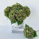 5 Pcs Silk Green Hydrangea Artificial Flowers - 20'' Faux Hydrangeas for Spring Indoor/Outdoor Home Decor & Wedding Arrangement