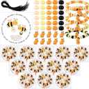 Highergo 50 Set Motivational Bee Themed Gifts Bee Bracelet Beads DIY Craft Kit with Inspirational Cards and Bags for Teacher Bee Party Favors