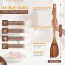 FillTouch 24 Inch Large Wooden Spoon for Cooking, Acacia Natural Wood Corner Spoon with Long Handle, Versatile Wood Spoons for Stirring, Flipping, Serving, Scraping